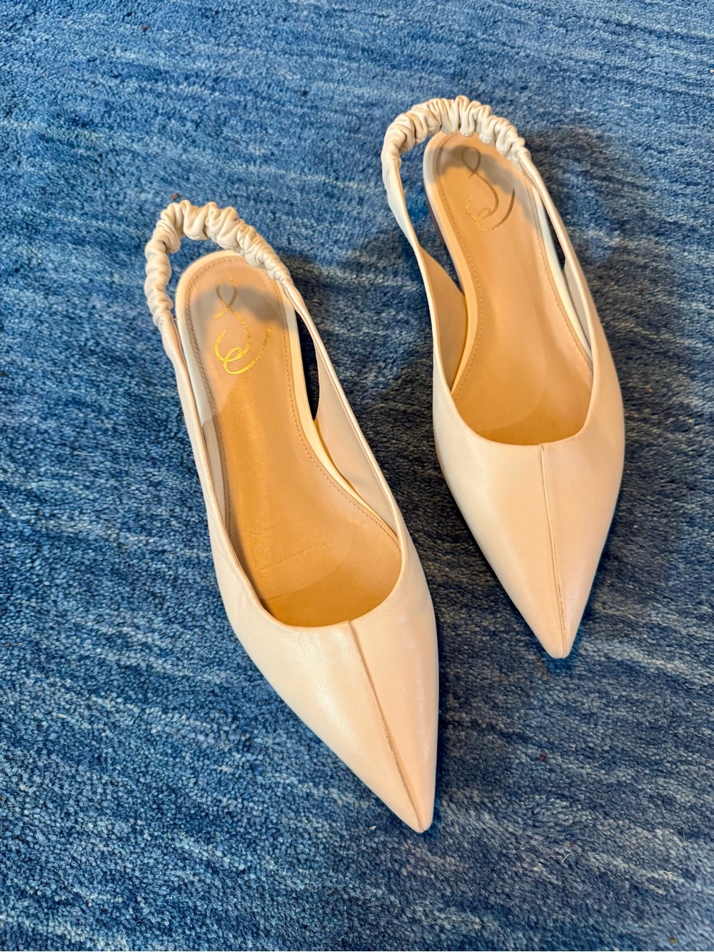 Sam Edelman Pointed Toe Slingback Flats in Cream